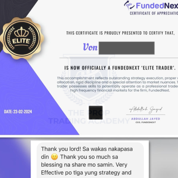 Funded trader payout proof from The Prop Trading Academy